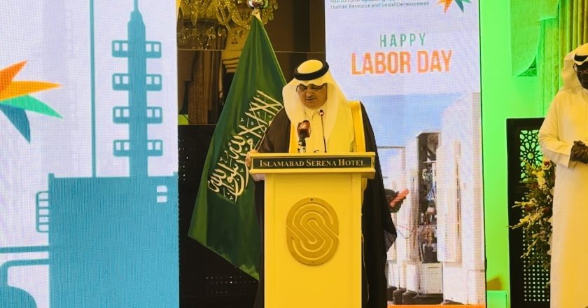 Saudi Ambassador  Nawaf bin Saied Al-Maliki, at the ceremony of  International Workers Day
